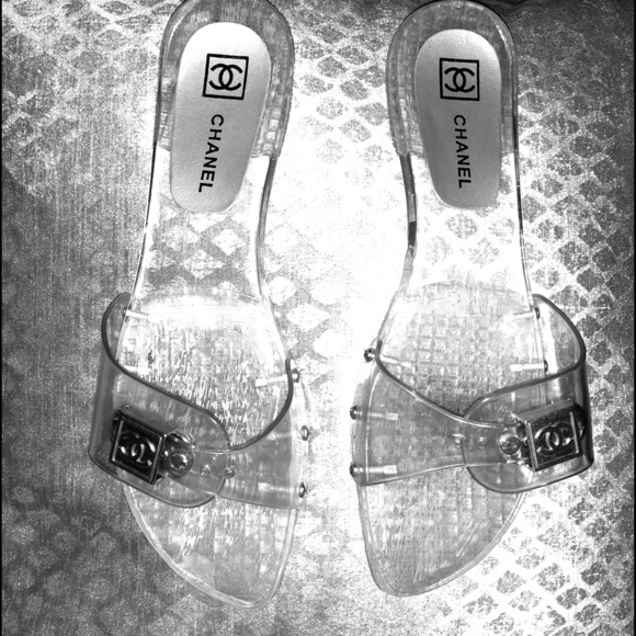 chanel transparent mules